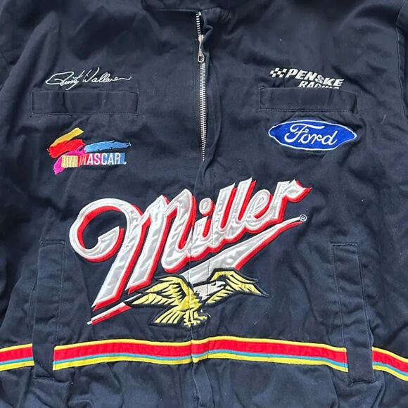 Vintage Nacar Rusty Wallace Miller Lite Racing Jacket Size Medium - Picture 2 of 6